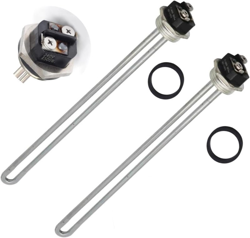DROMIX Water Heater Element, 4500W 240V, 2PCs Pack, Screw-in Type, High Watt Density, Chrome Coated Copper, fits most models of Dual Element Eletrical Water Heaters, 2PC4500W_EWH - Image 2